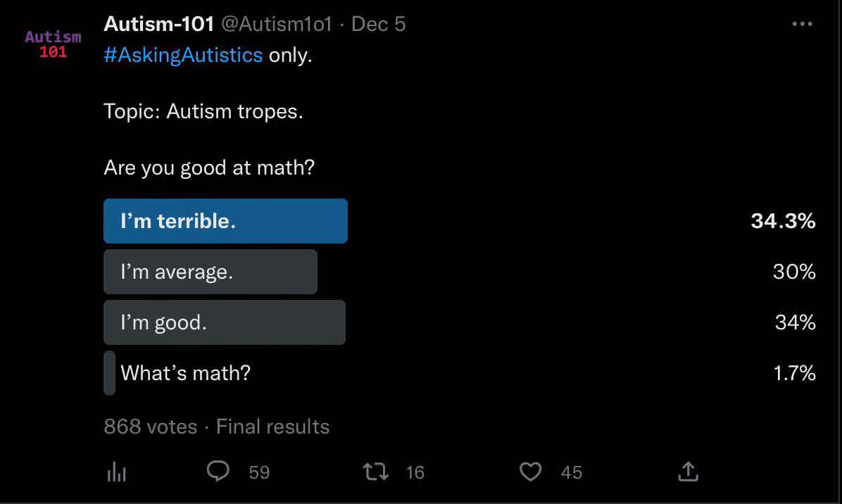 Autism Poll: Are you good at maths?